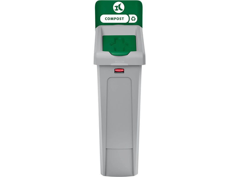 Rubbermaid Slim Jim Single-Stream Recycling Station, 23 Gallon, Gray/Green (2185051)