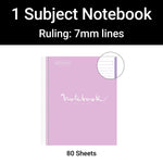 Miquelrius 1-Subject Notebook, 8.5" x 11", College-Ruled, 80 Sheets, Lavender, 5/Carton (48281CS)