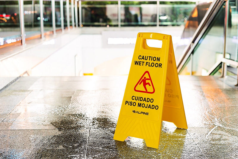 Alpine Industries 24 in. A-Frame Multilingual Caution Safety Wet Floor Sign, Yellow, 10 Pack (ALP499-10)