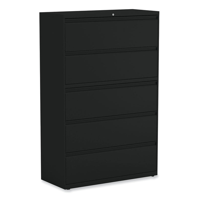 Alera 5-Drawer Lateral File Cabinet, Letter/Legal Size, Lockable, 67.63"H x 42"W x 18.63"D, Black (ALEHLF4267BL)