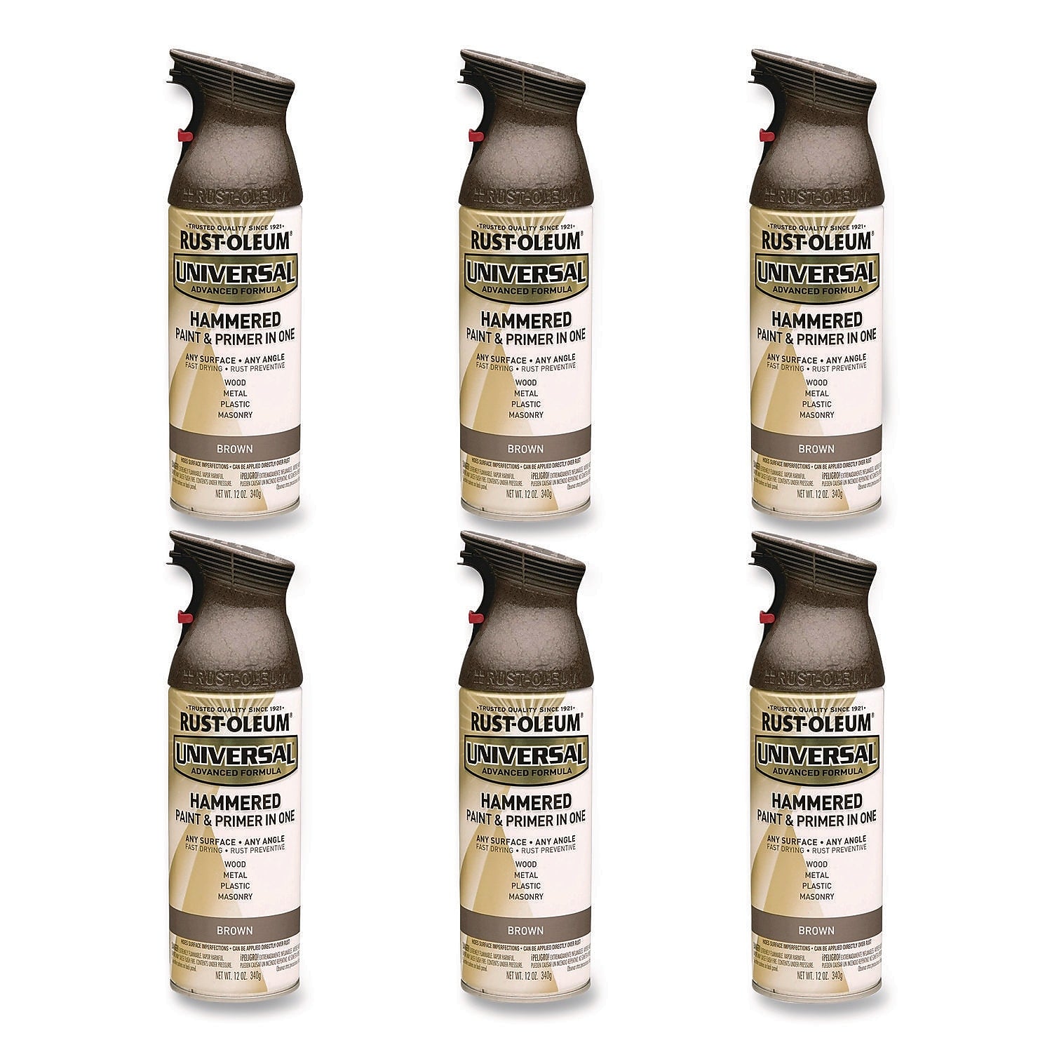 Rust-Oleum Universal Premium Spray Paint, Brown, 12 oz., 6/Carton (245218)