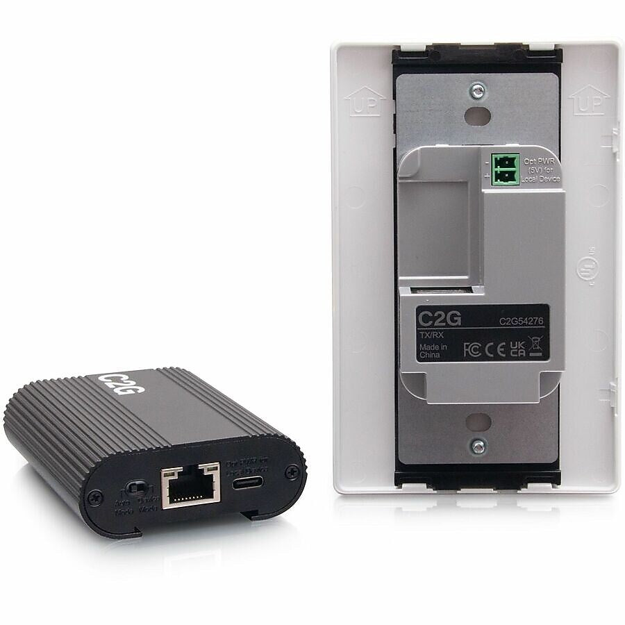 C2G Superbooster 2 RJ-45 2 USB Camera Extender Over Cat Single Gang Wall Plate to Box Kit (C2G54276)