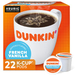 Dunkin' French Vanilla Coffee Keurig® K-Cup® Pods, Medium Roast, 22/Box (5000363272)