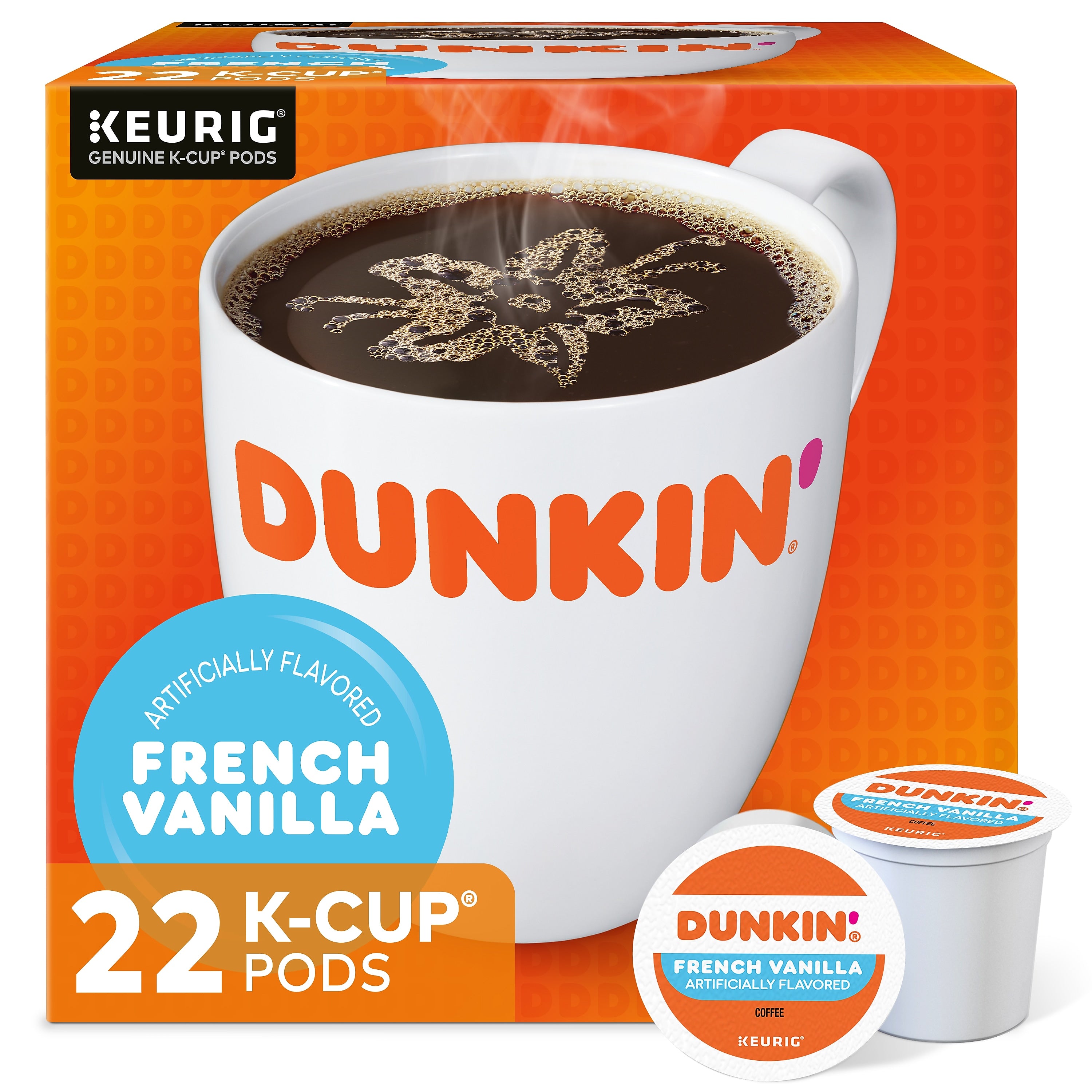 Dunkin' French Vanilla Coffee Keurig® K-Cup® Pods, Medium Roast, 22/Box (5000363272)
