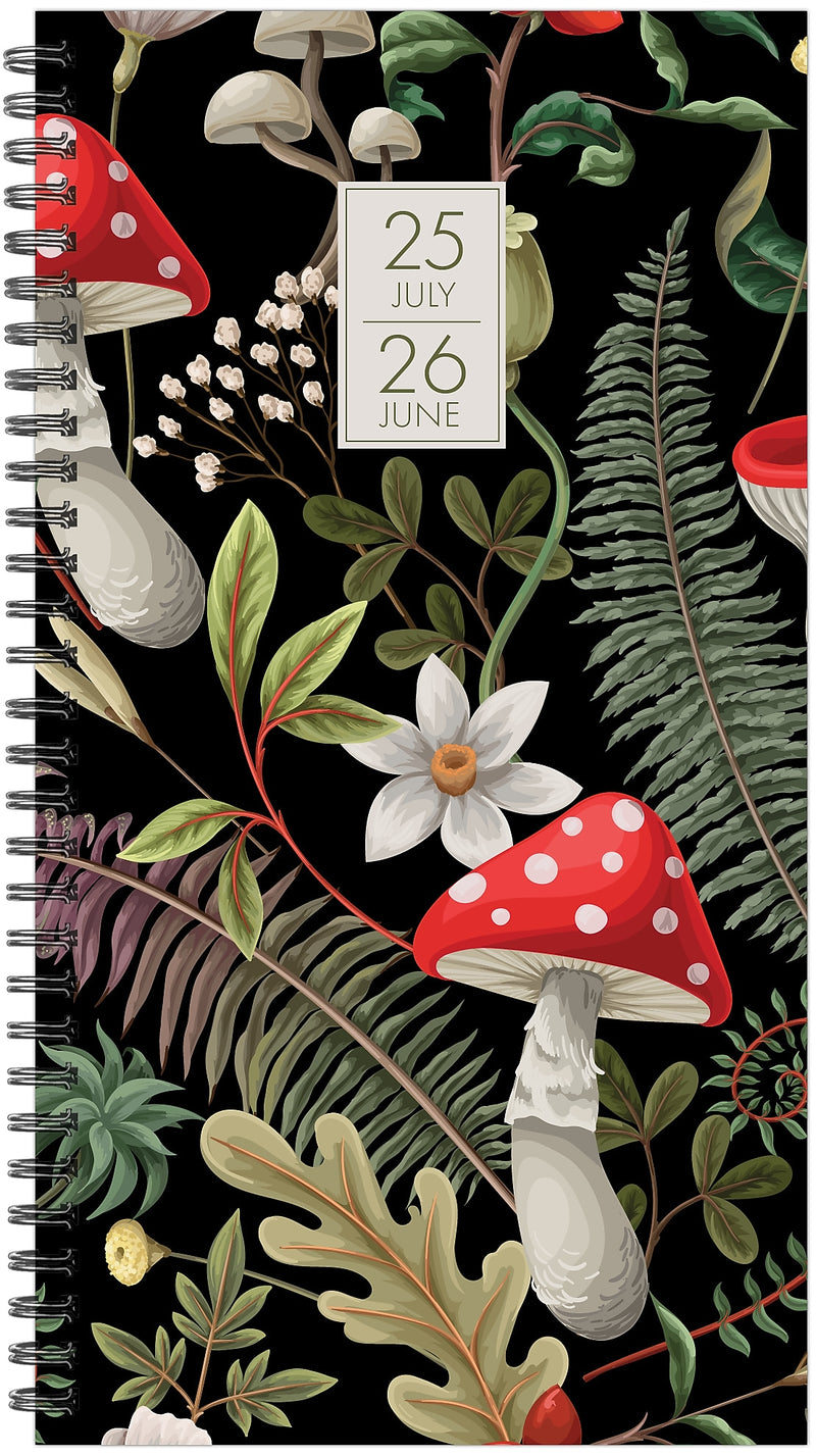2025-2026 Willow Creek Woodland Mushrooms 3.5" x 6.5" Academic Year Weekly & Monthly Planner, Multicolored (56882)