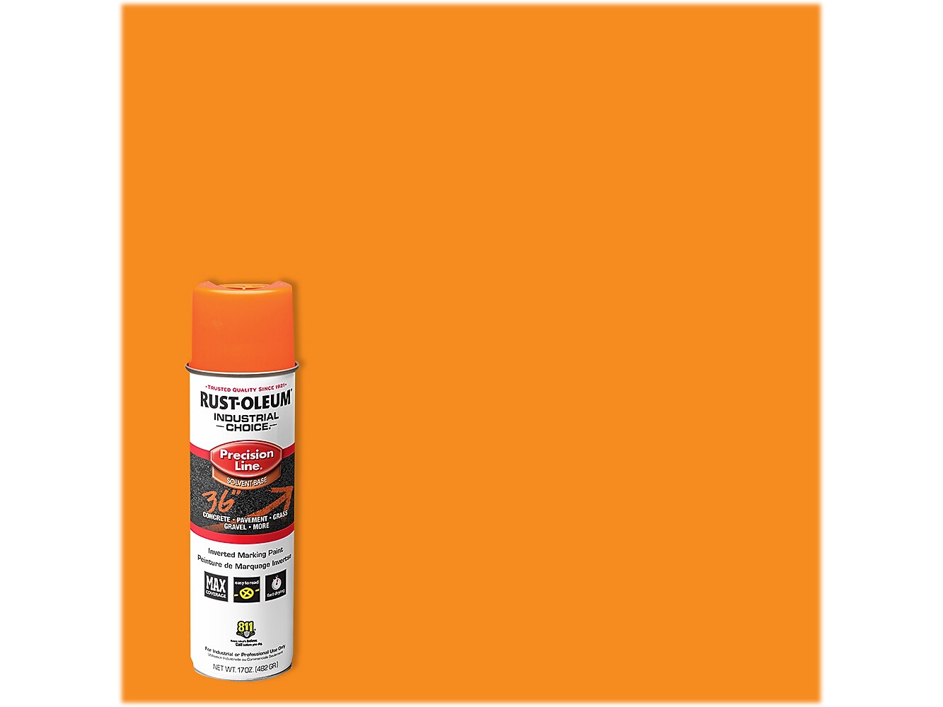 Rust-Oleum Industrial Choice Precision Line Inverted Marking Paint, Fluorescent Orange, 17 Oz., 12/Pack (203027V)