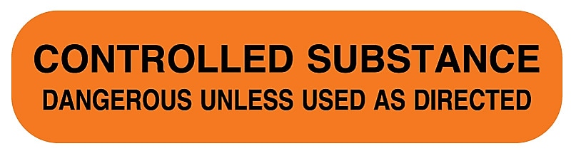 CONTROLLED SUBSTANCE, Medication Instruction Label, 1-5/8" x 3/8"