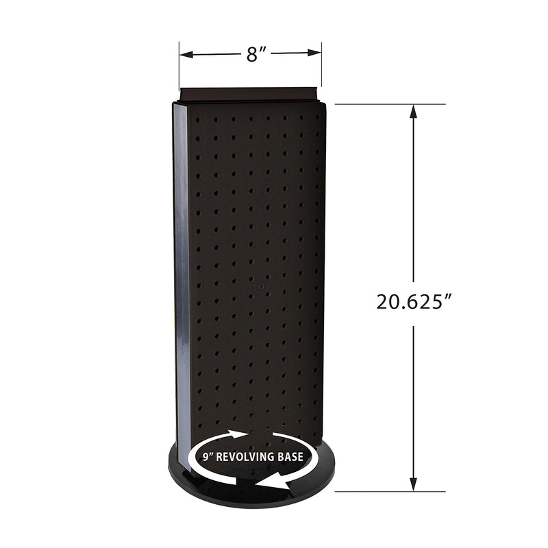 Azar Displays 20”H x 8”W Pegboard Counter Display with 16 4" Hooks, Black (700508-BLK-4C16)