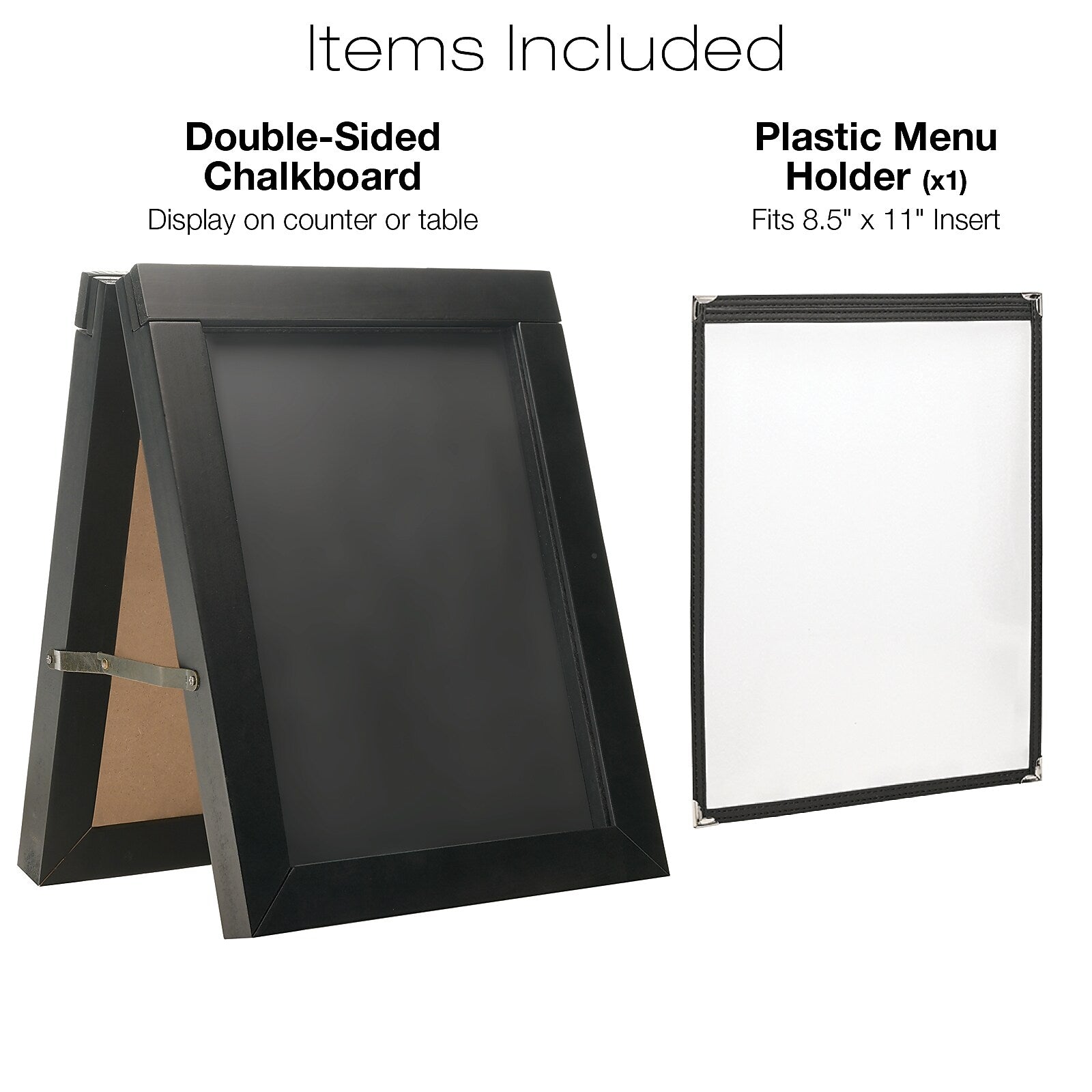 Excello Global Products Double-Sided Tabletop A-Frame Chalkboard and Menu Holder, 11" x 14", Black (EGP-MENU-AFRAME)