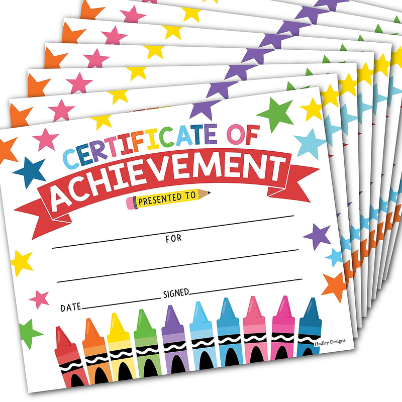 Hadley Designs Colorful Crayons Award Certificates of Achievement for Students 8" x 10", Multicolored, 25/Pack (HDDX004A2EQH3)