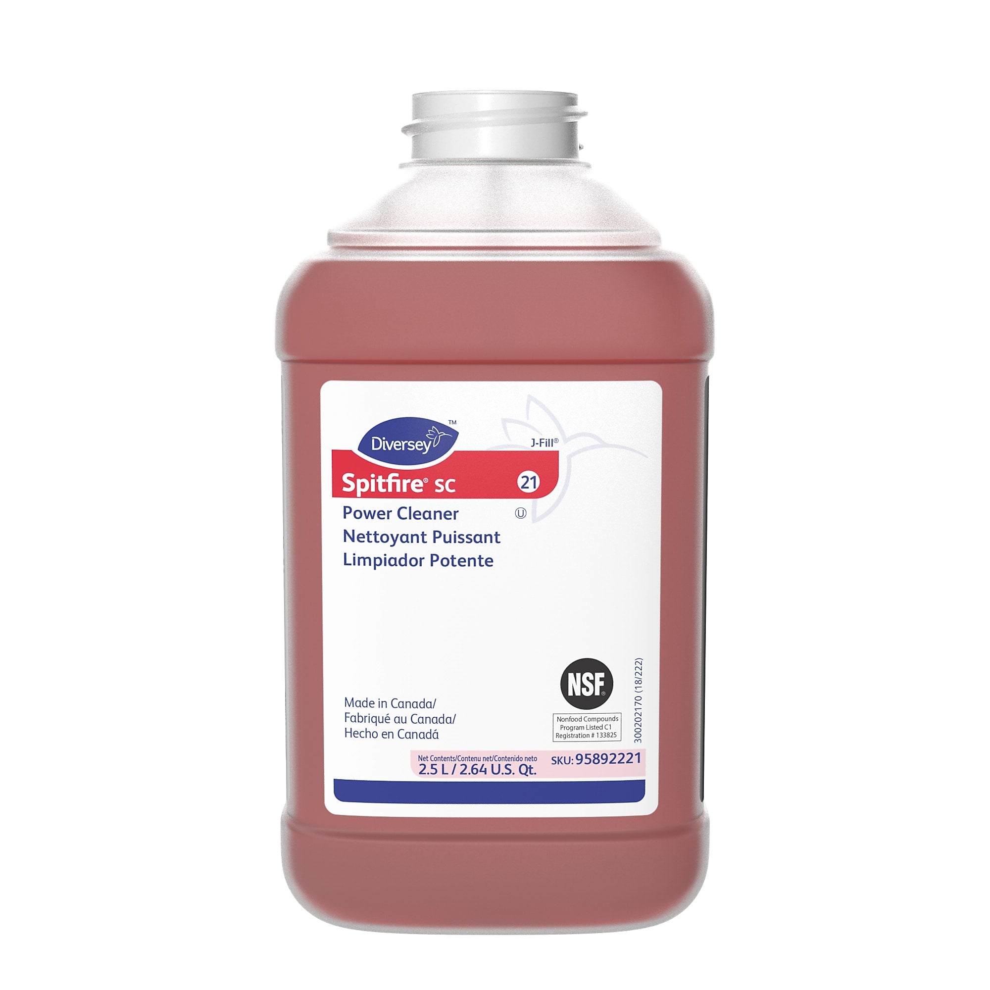 Spitfire SC Multipurpose Cleaner for Diversey J-Fill, Pine, 2.5 L / 2.64 U.S. Qt., 2/Carton (95892221)