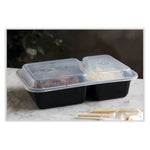 Pactiv Evergreen Newspring VERSAtainer Microwavable Containers, 2-Compartment, 30 oz, Black/Clear, Plastic, 150/CT