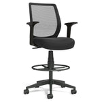 Staples Essentials Fabric Drafting Stool with Backrest and Footrest, Black (UN59384)