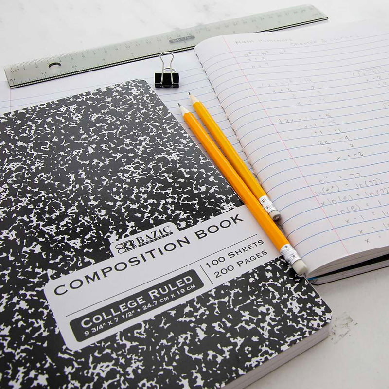 Bazic 1-Subject Composition Notebooks, College Ruled, 100 Sheets, Multicolor, 12/Bundle (BAZ5050-12)