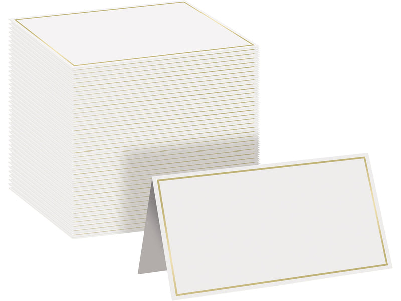 Better Office 2" x 3.5" White/Gold Table Tent Place Card, 100/Pack (64646-100PK)