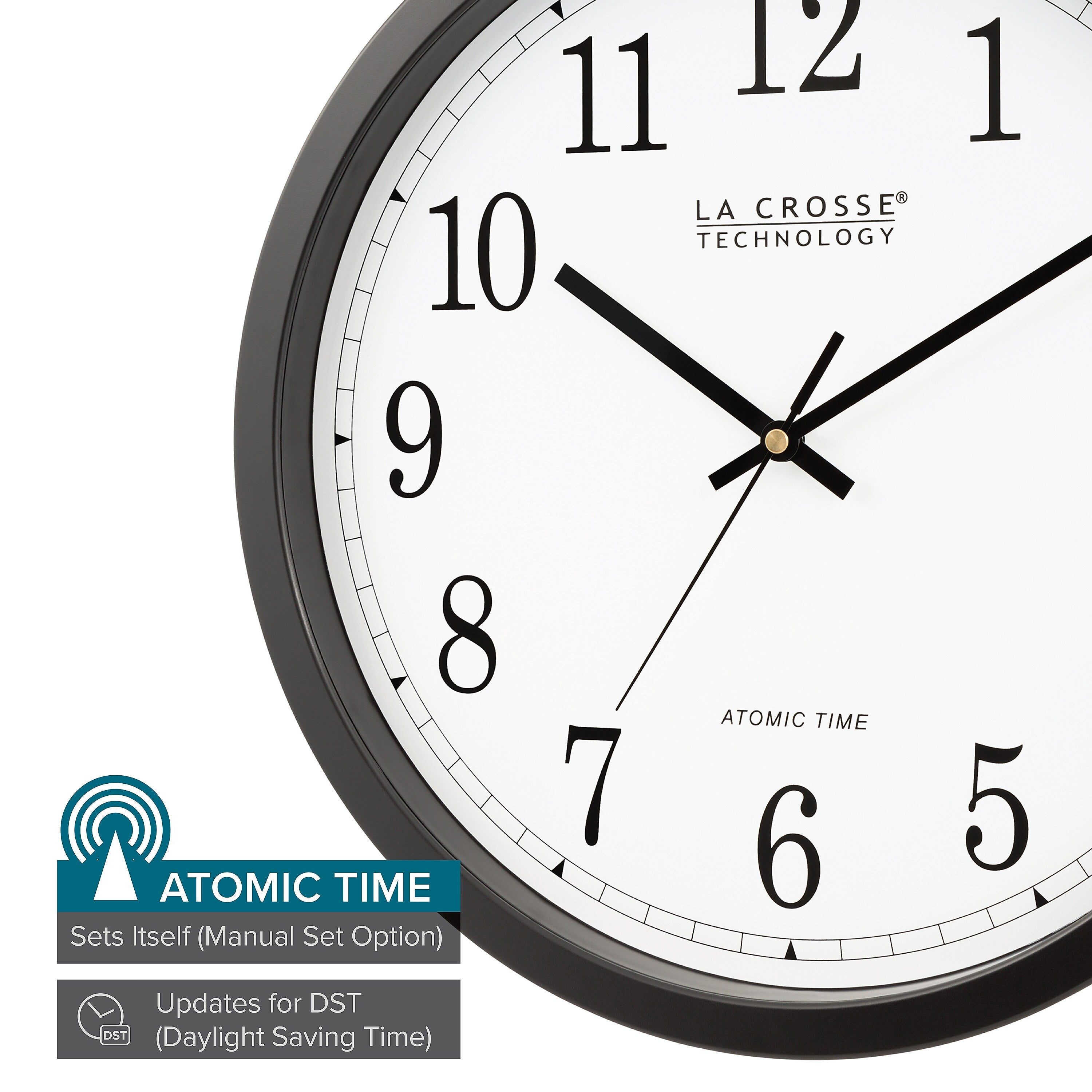 La Crosse Technology Atomic Analog Wall Clock, Plastic, 14"Dia. (WT-3143A)