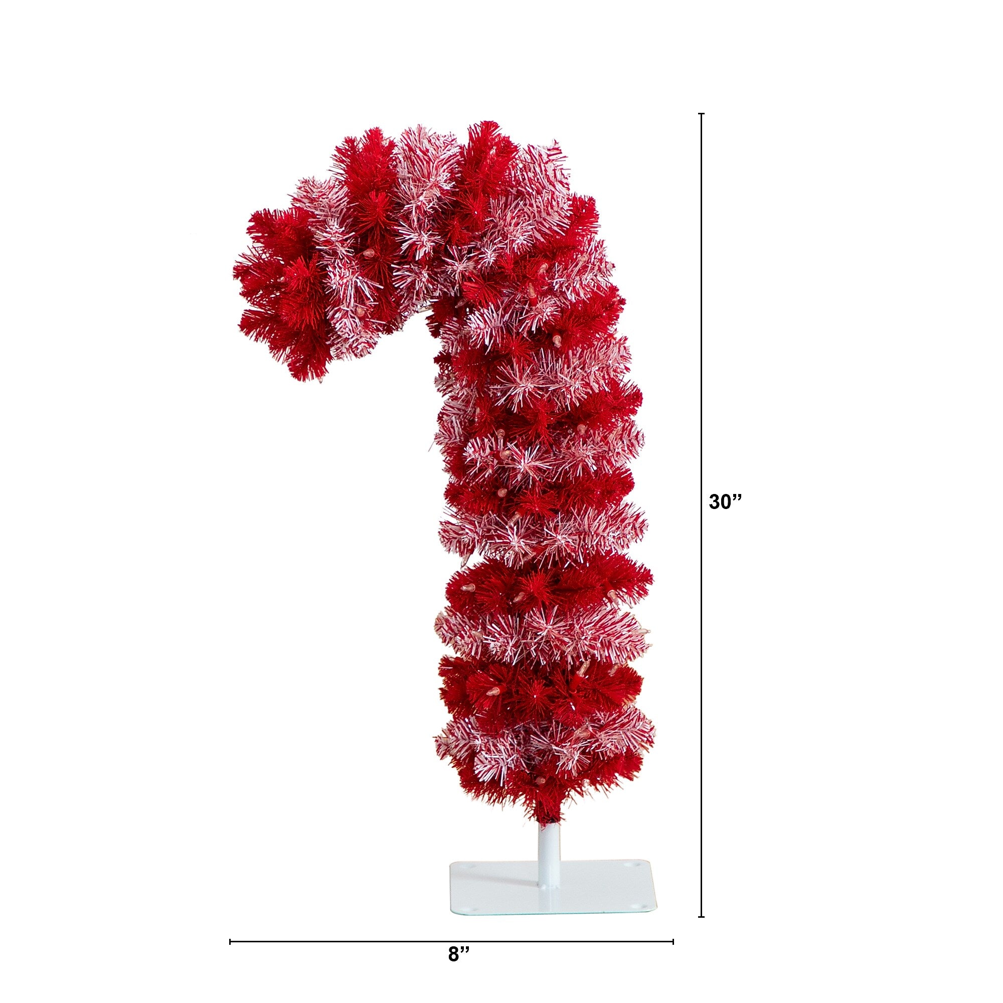 Nearly Natural 30-in Pre-Lit Artificial Candy Cane Christmas Tree with 100 Micro LED Lights (T4702)