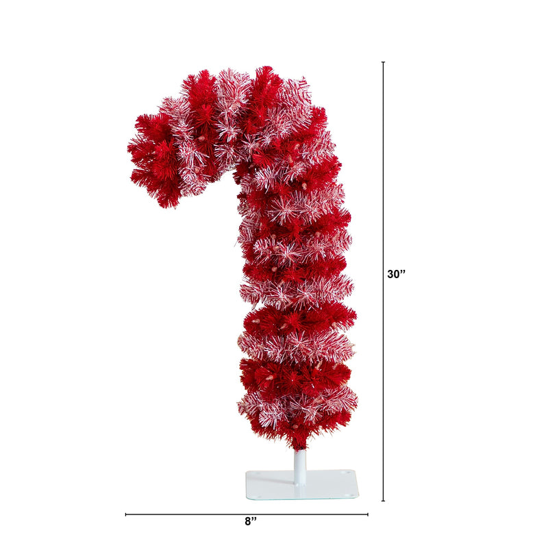 Nearly Natural 30-in Pre-Lit Artificial Candy Cane Christmas Tree with 100 Micro LED Lights (T4702)