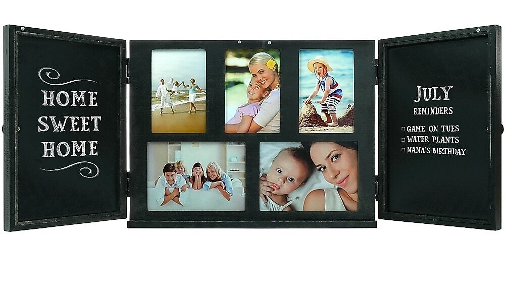 Excello Global Products Barndoor Picture Frame with Chalkboard, Black (EGP-HD-0413B)
