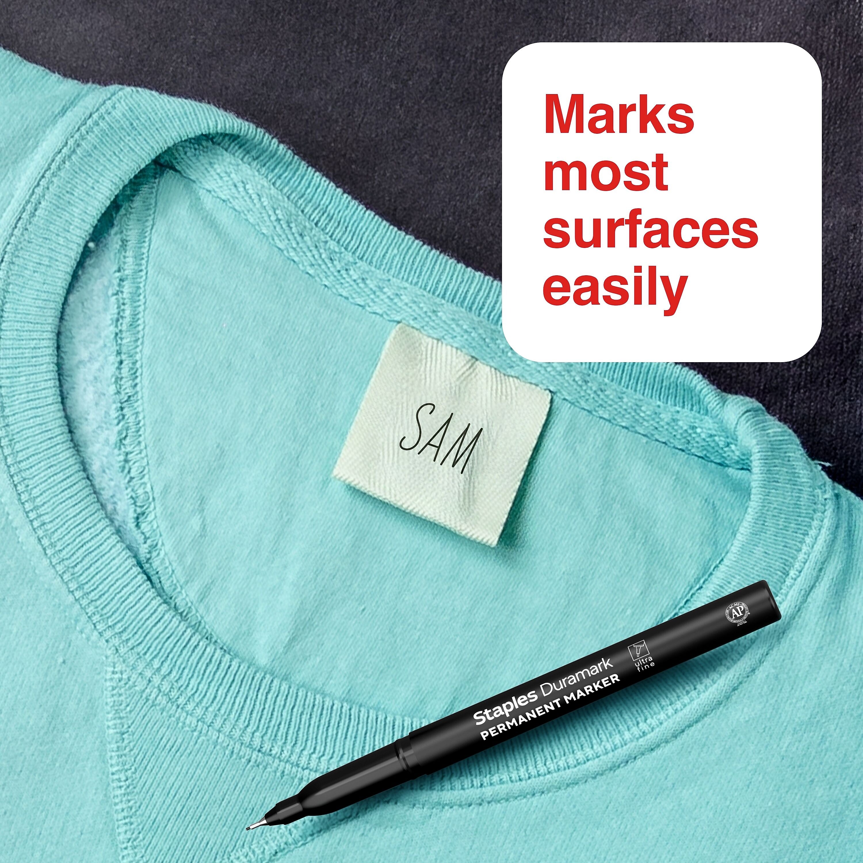 Staples Duramark Permanent Marker, Ultra Fine Tip, Black, Dozen (ST62927)
