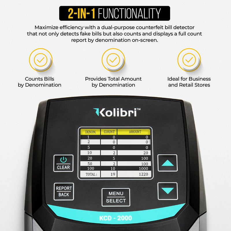 Kolibri KCD-2000 Counterfeit Detection Machine, Multicolored (KCD-2000)