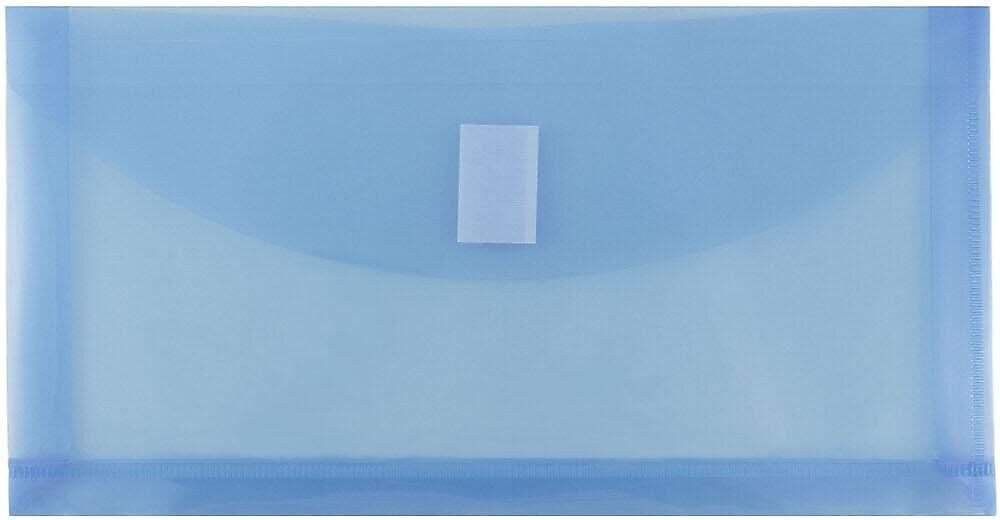 JAM Paper Premium Plastic Filing Envelope with Hook & Loop Closure, 5 1/4" x 10", Blue, 3/Pack (921V1BUX3)