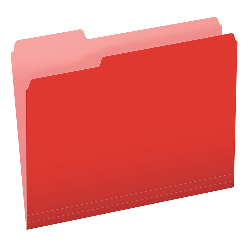 Pendaflex Recycled File Folder, 1/3-Cut Tab, Assorted, Letter Size, Red, 100/Box (4210 1/3 RED)