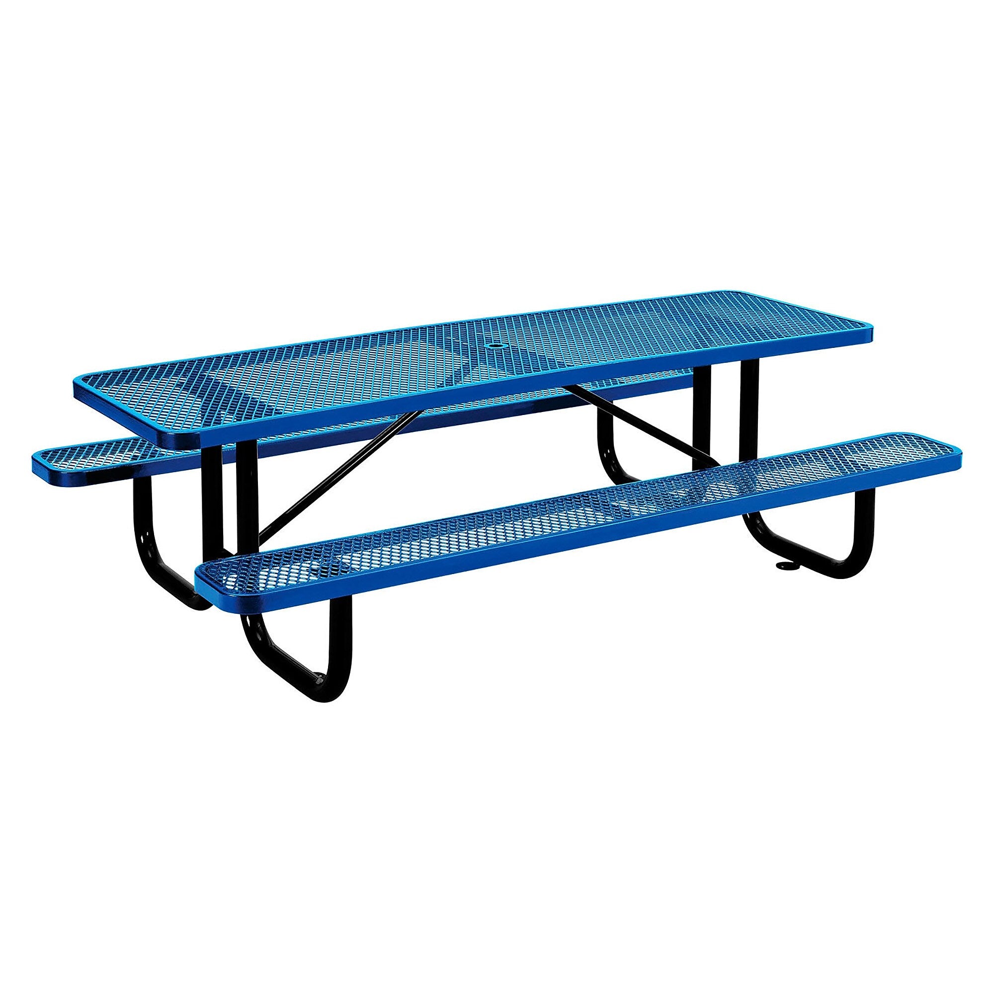 Global Industrial 8' Rectangular Picnic Table, Expanded Metal, Blue (277153BL)