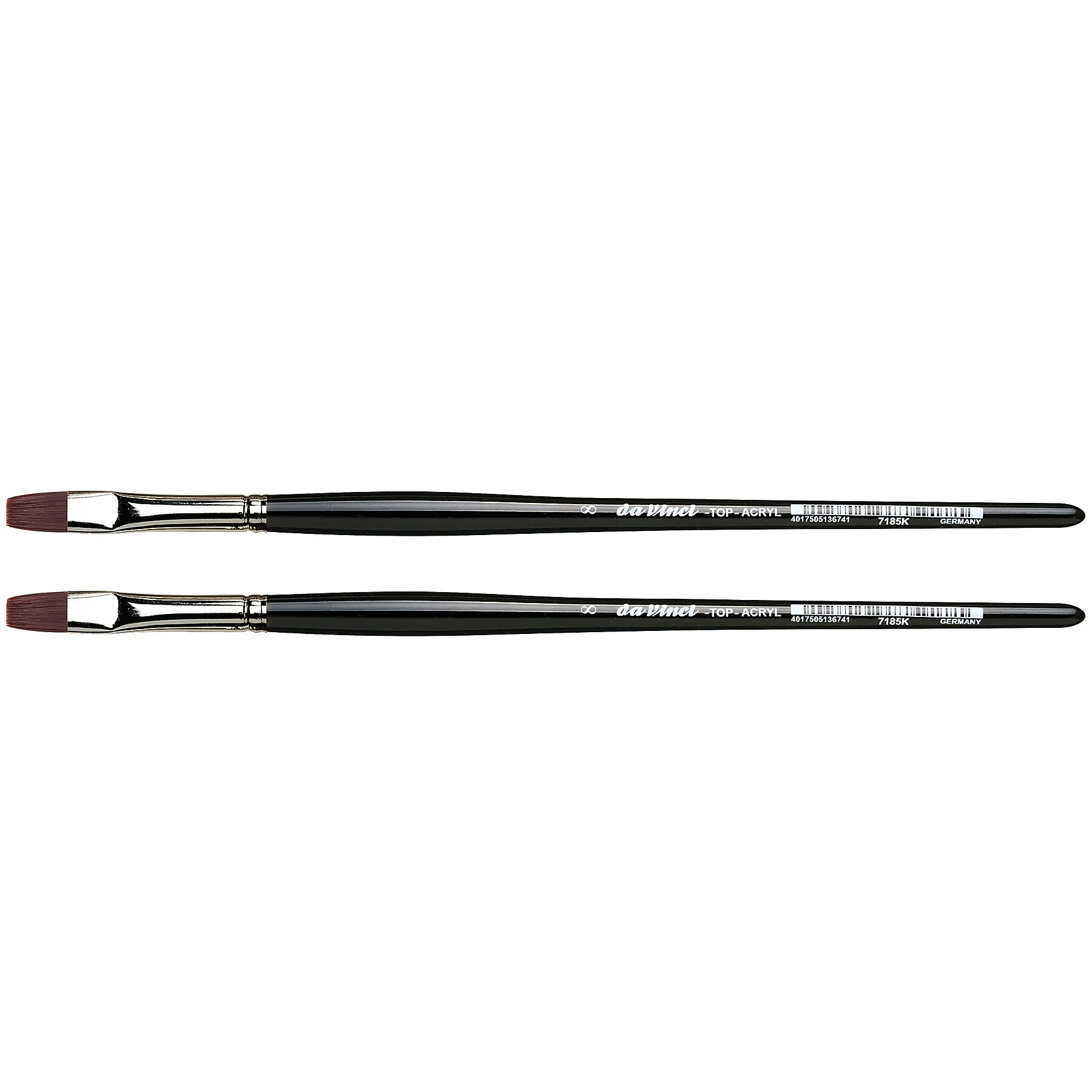 da Vinci TOP-ACRYL Oil and Acrylic Bright Red-Brown Flat Brush, 2 Brushes/Pack (DVXVA7185K8-2)