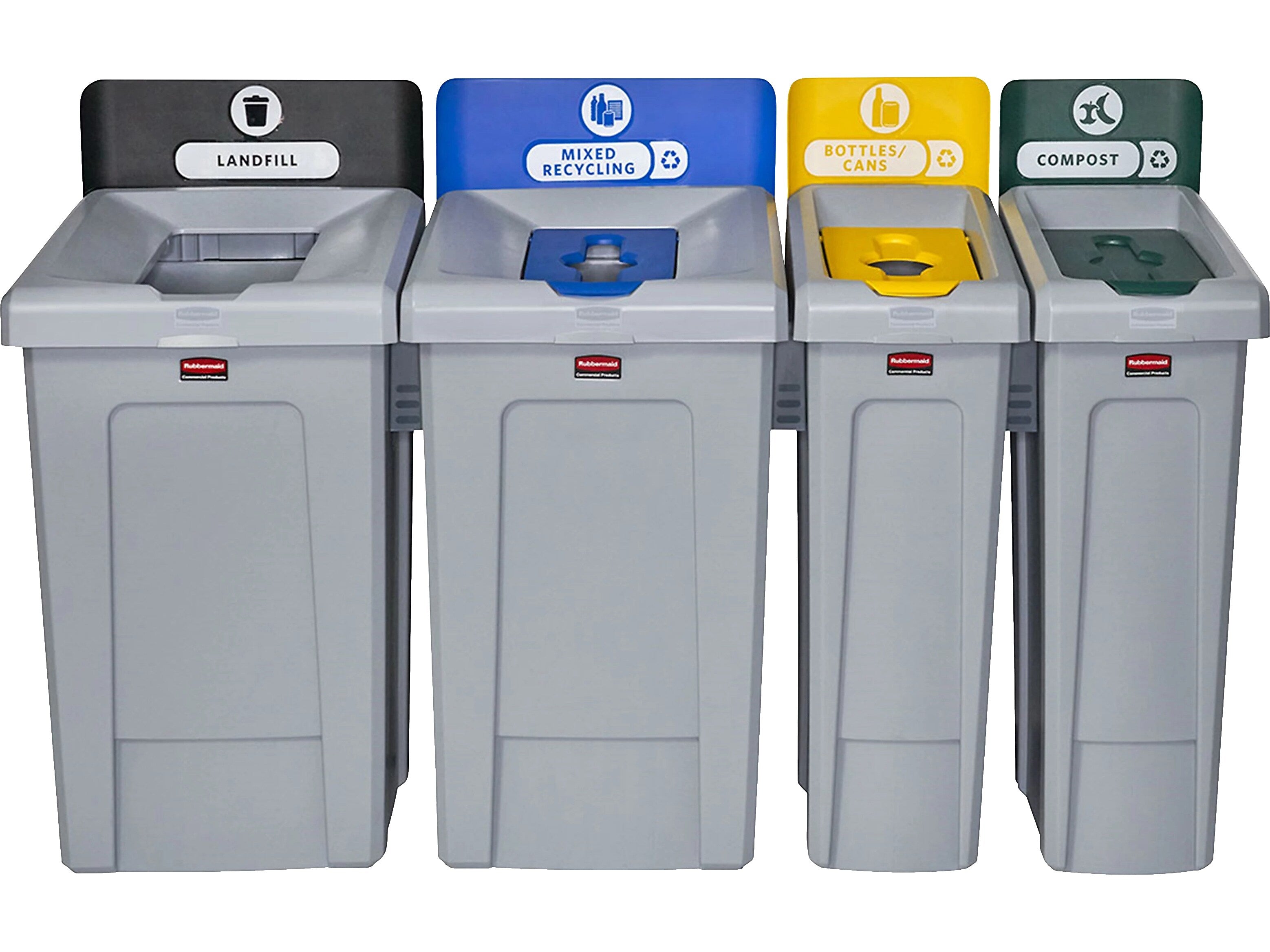 Rubbermaid Slim Jim Single-Stream Recycling Station, 33 Gallon, Gray/Blue (2171557)
