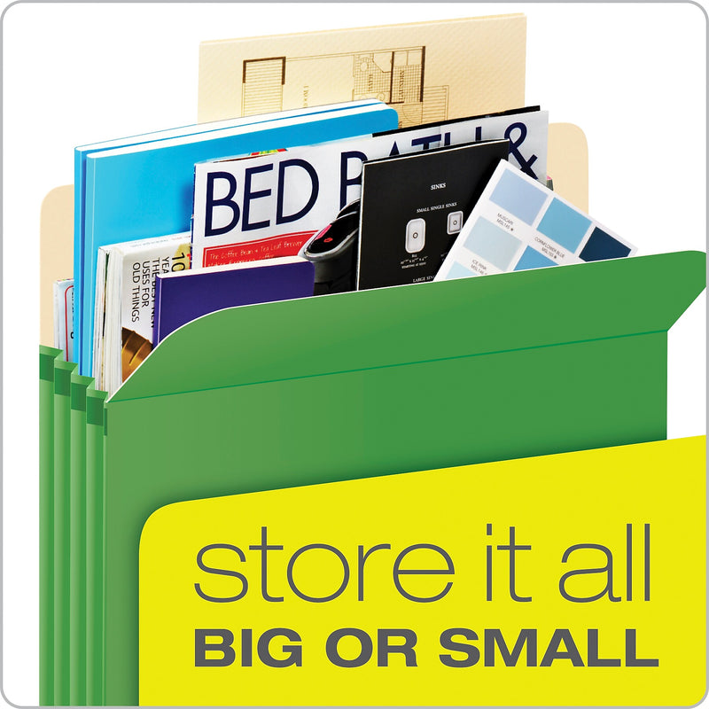 Pendaflex Color File Pocket, 3.5" Expansion, Letter Size, Green (1524E GRE)