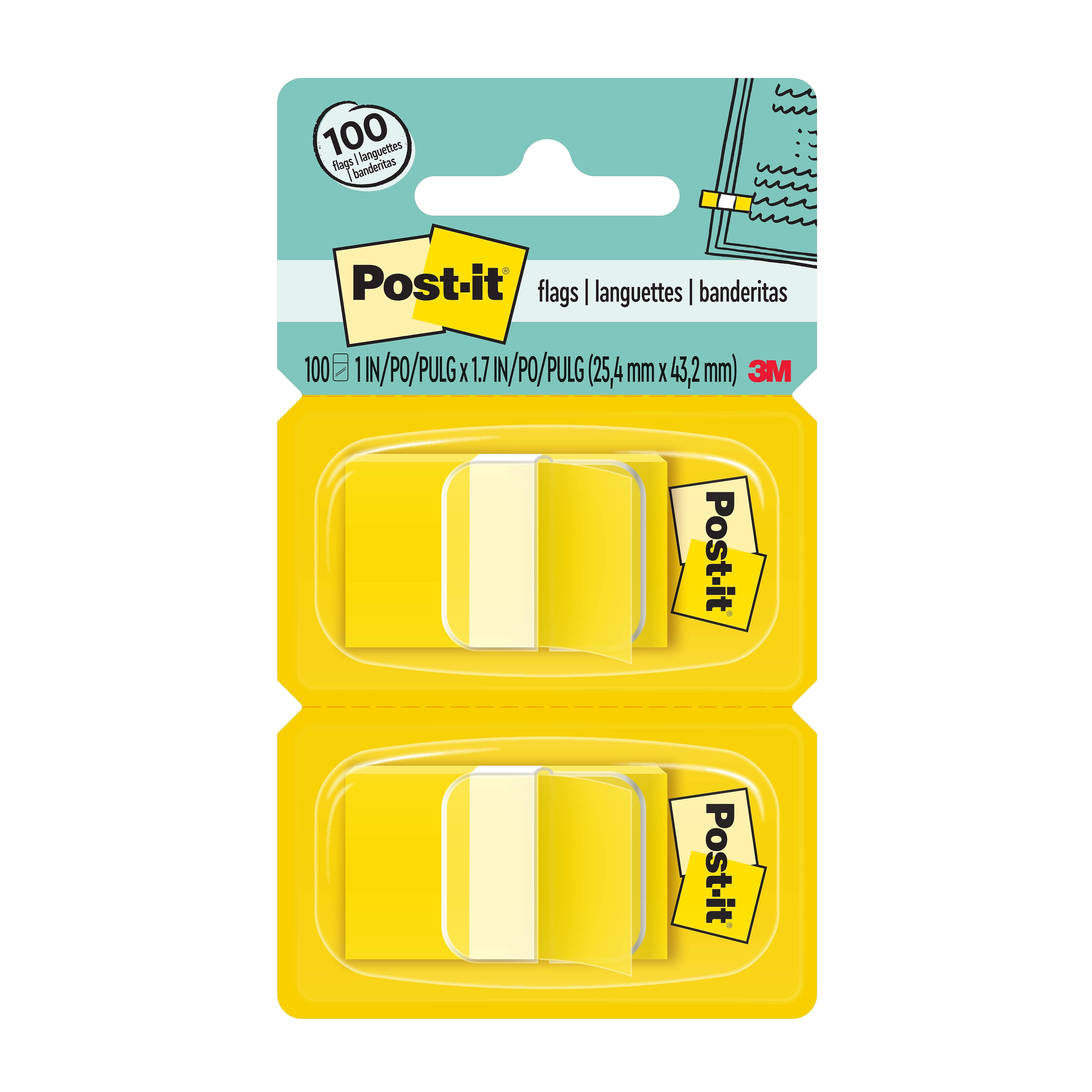 Post-it Flags, .94", Yellow, 100 Flags/Pack (680-YW2)