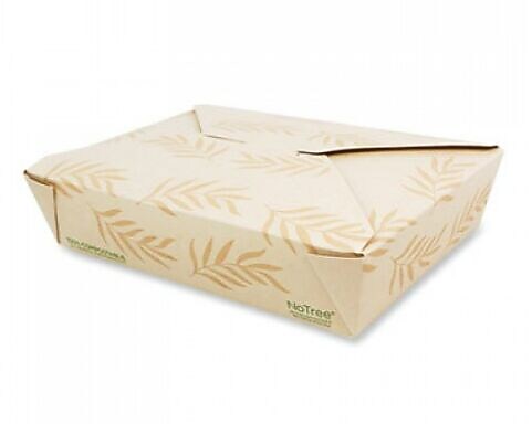 World Centric #2 No Tree Folded Takeout Containers, 50 oz., 6.2" x 8.5" x 1.85", Natural, Sugarcane, 200/Carton (TONT2)