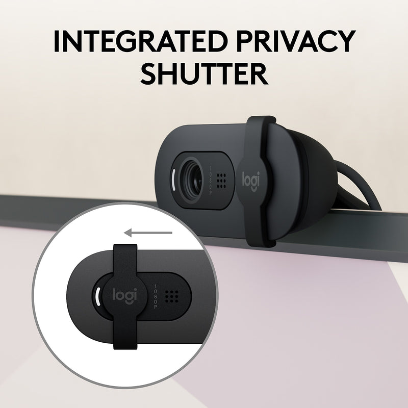 Logitech Brio 105 Full HD 1080p Webcam, 2 Megapixels, Black (960-001579)