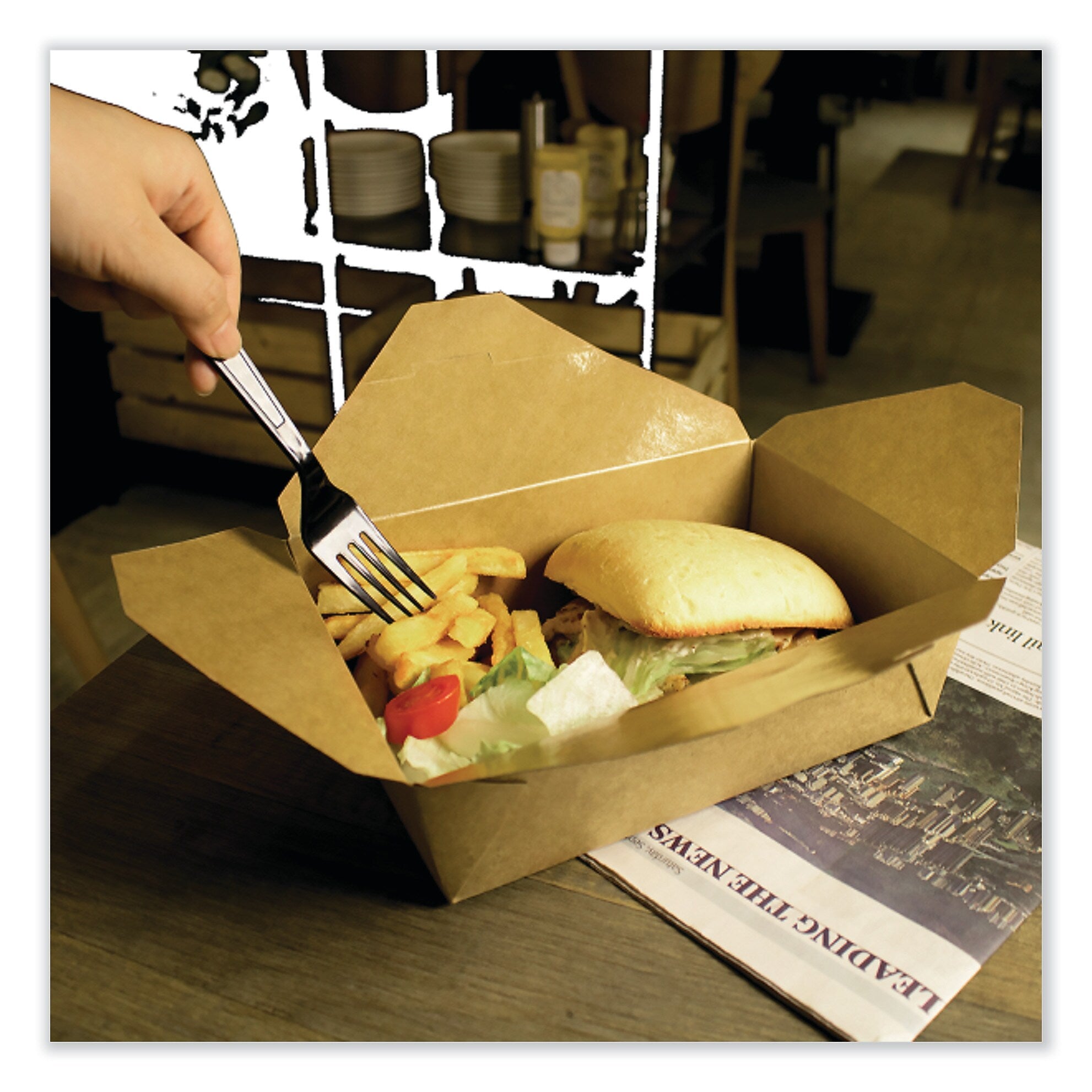 GEN Reclosable Kraft Take-Out Box, 76 oz, Paper, 200/Carton
