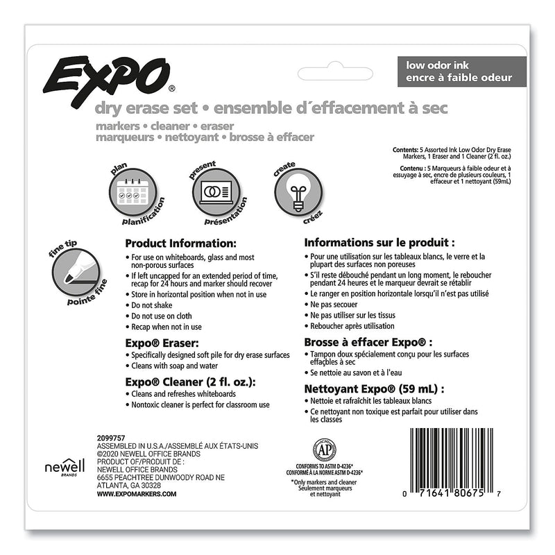 Expo Dry Erase Starter Set/Kit, Bullet Tip, Assorted, 5/Set (SAN80675A)