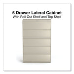 Alera 5-Drawer Lateral File Cabinet, Letter/Legal Size, Lockable, 67.63"H x 42"W x 18.63"D, Putty (ALEHLF4267PY)
