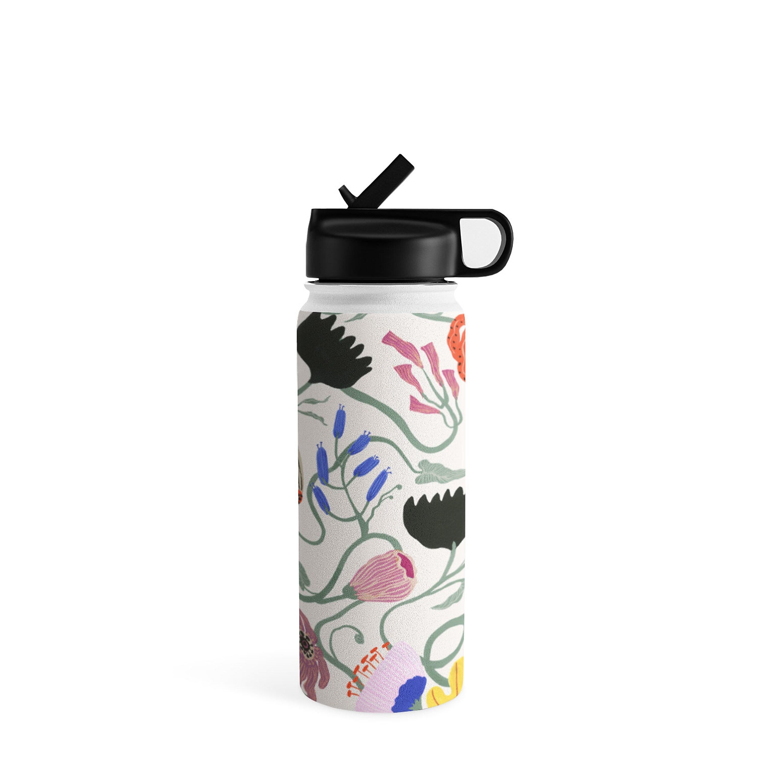 DENY Designs Frances Floral by Megan Galante Stainless Steel Double Wall Insulated Water Bottle, 18 oz. (80383-WBTL05)