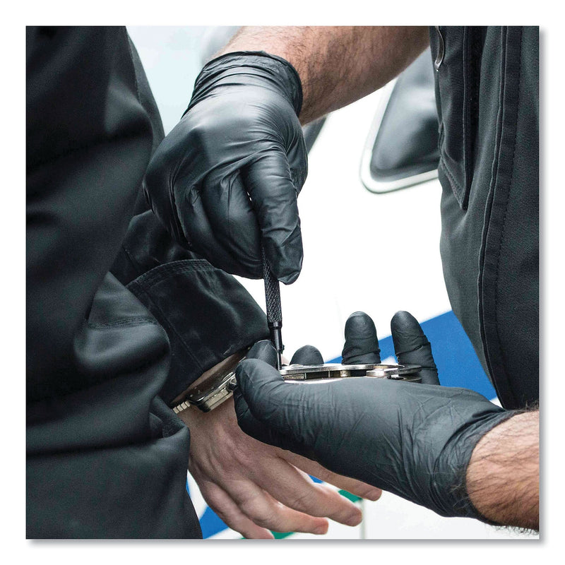 GloveWorks by AMMEX Nitrile Exam Gloves, Powder-Free, 6 mil, Large, Black, 100 Gloves/Box, 10 Boxes/Carton