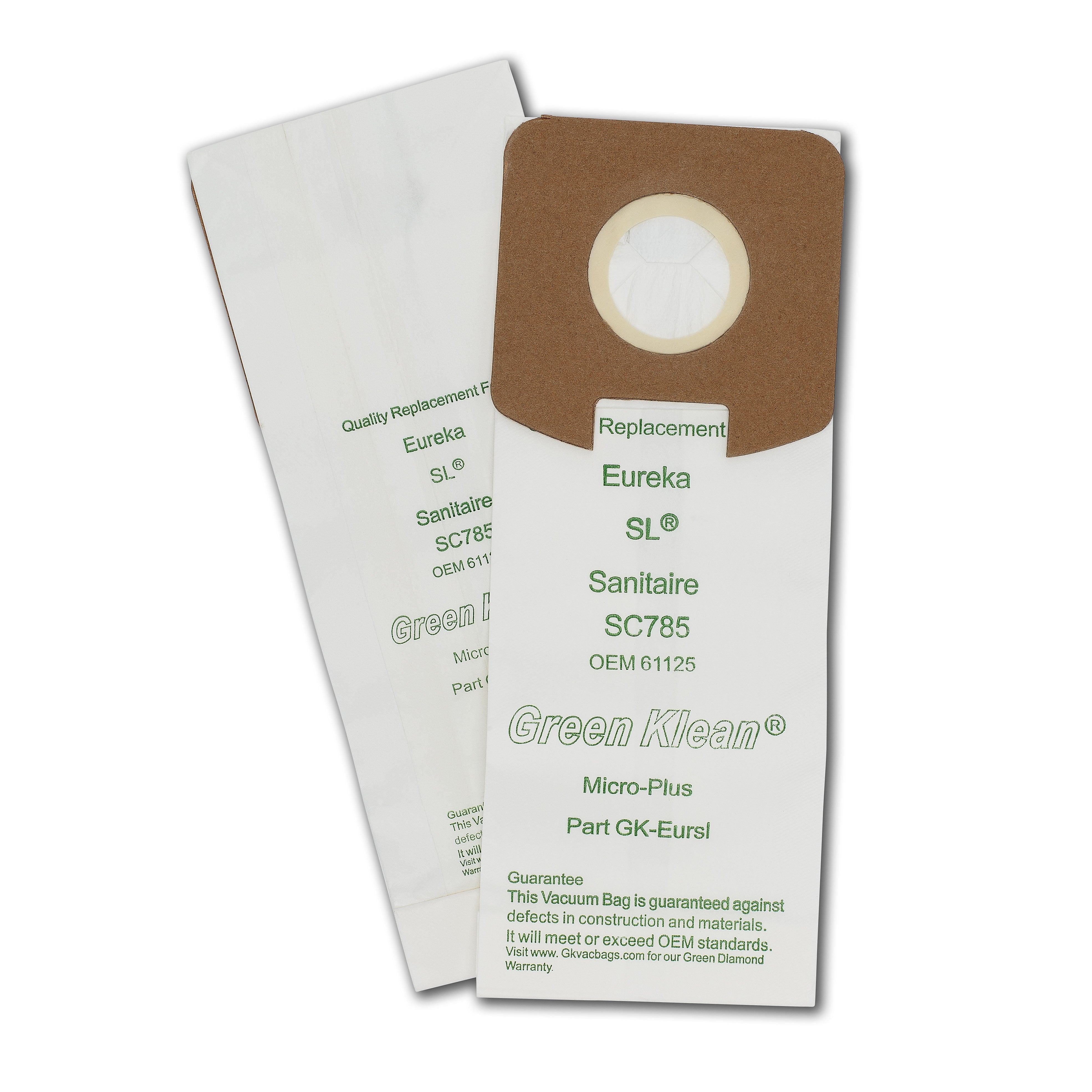 Green Klean Replacement Vacuum Bags Fit Eureka Models 782, 785 and Sanitare SC5713 and SC78, 3/Pk (GK-EURSL-P)