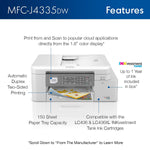 Brother INKvestment Tank MFC-J4335DW Wireless Color Inkjet Printer, All-In-One Supertank, Print, Scan, Copy, Fax