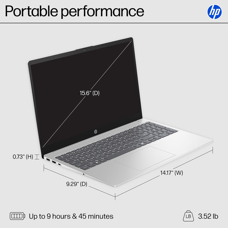HP 15.6" FHD Laptop, Intel Core i7-1355U, 16GB RAM, 512GB SSD, Backlit Keyboard, +9.75 hours battery, Windows 11
