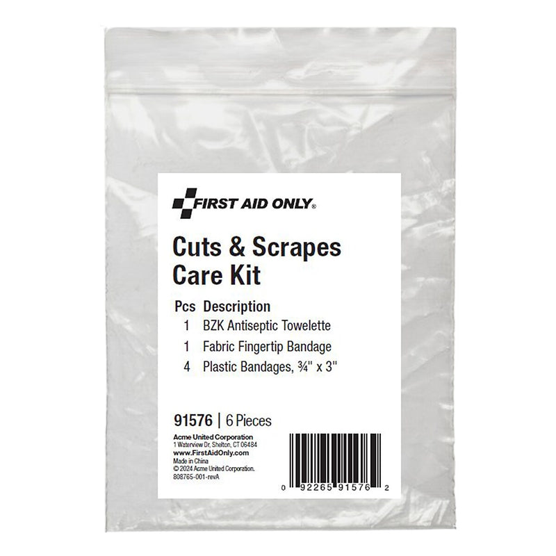 First Aid Only Cuts and Scrapes Care Kit, 6 Pieces, 25 Packs/Carton (91576)