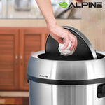 Alpine Industries Stainless Steel Trash Can with Swivel Lid, 17 Gallon (ALP470-65L-PKG)