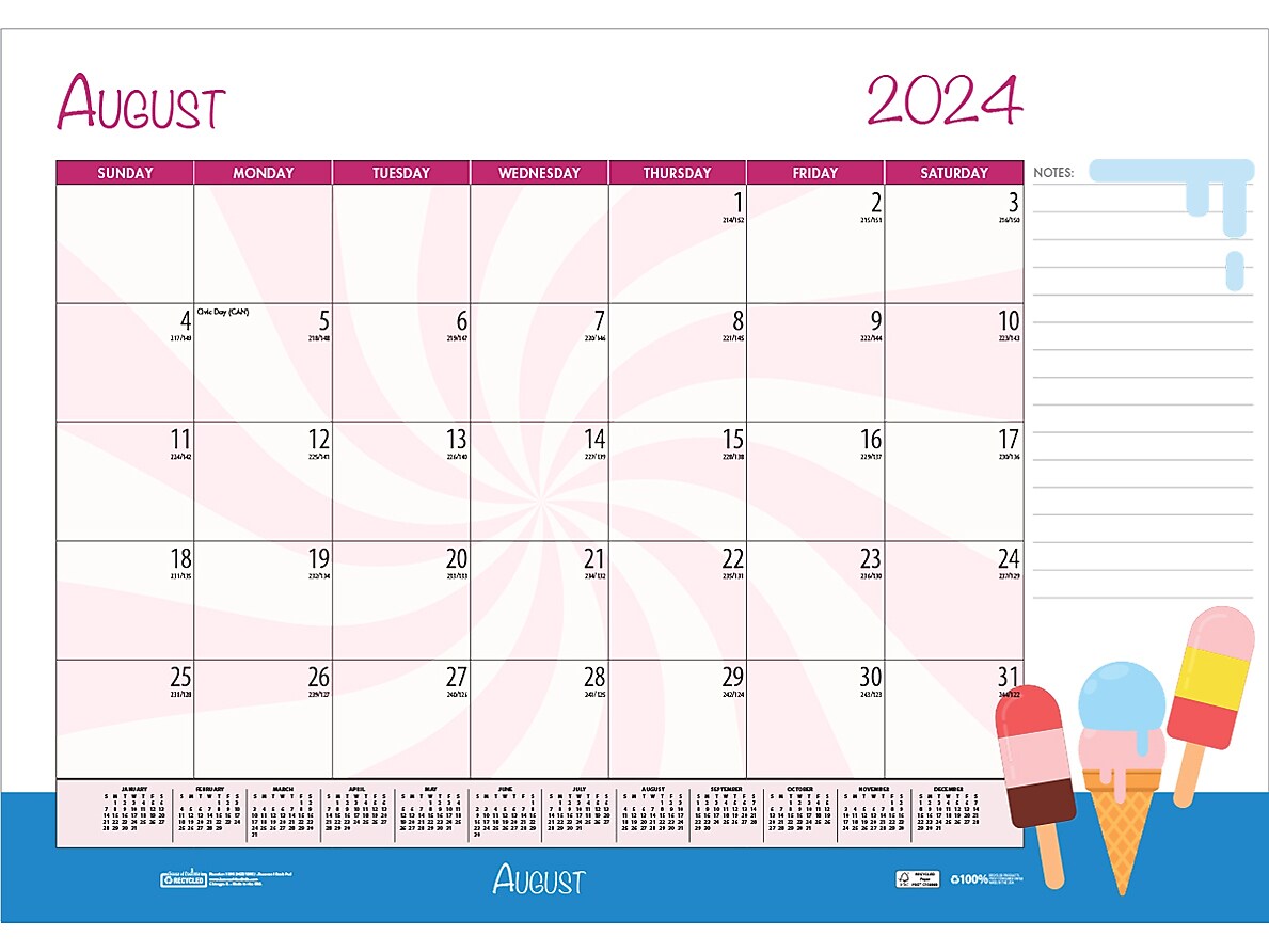 2024-2025 House of Doolittle Seasonal Holiday Depictions 22" x 17" Academic Monthly Desk Pad Calendar (1395-25)