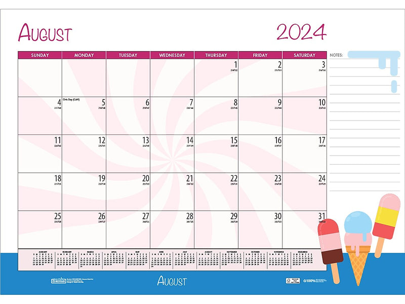 2024-2025 House of Doolittle Seasonal Holiday Depictions 22" x 17" Academic Monthly Desk Pad Calendar (1395-25)
