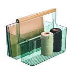 mDesign 2-Compartment Plastic Desk Organizer, Sage/Natural (26055)