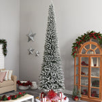 Nearly Natural 12-ft Flocked Pencil Artificial Christmas Tree with 1000 Clear Lights and 1819 Bendable Branches (T3333)