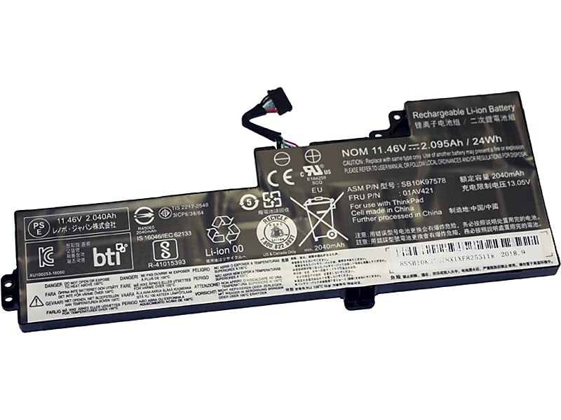 Battery Technology Li-Ion Replacement Battery for Lenovo ThinkPad T470/T480/A475/A485, 2090mAh (01AV421-BTI)
