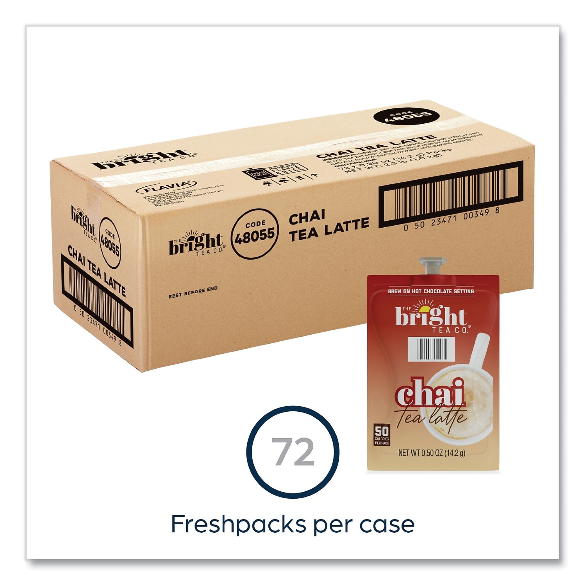 FLAVIA The Bright Tea Co. Chai Tea Latte Freshpack, Chai Latte, 0.5 oz Pouch, 72/Carton